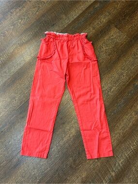Mini Boden Linen Ruffle Heart Pocket Pants 9Y